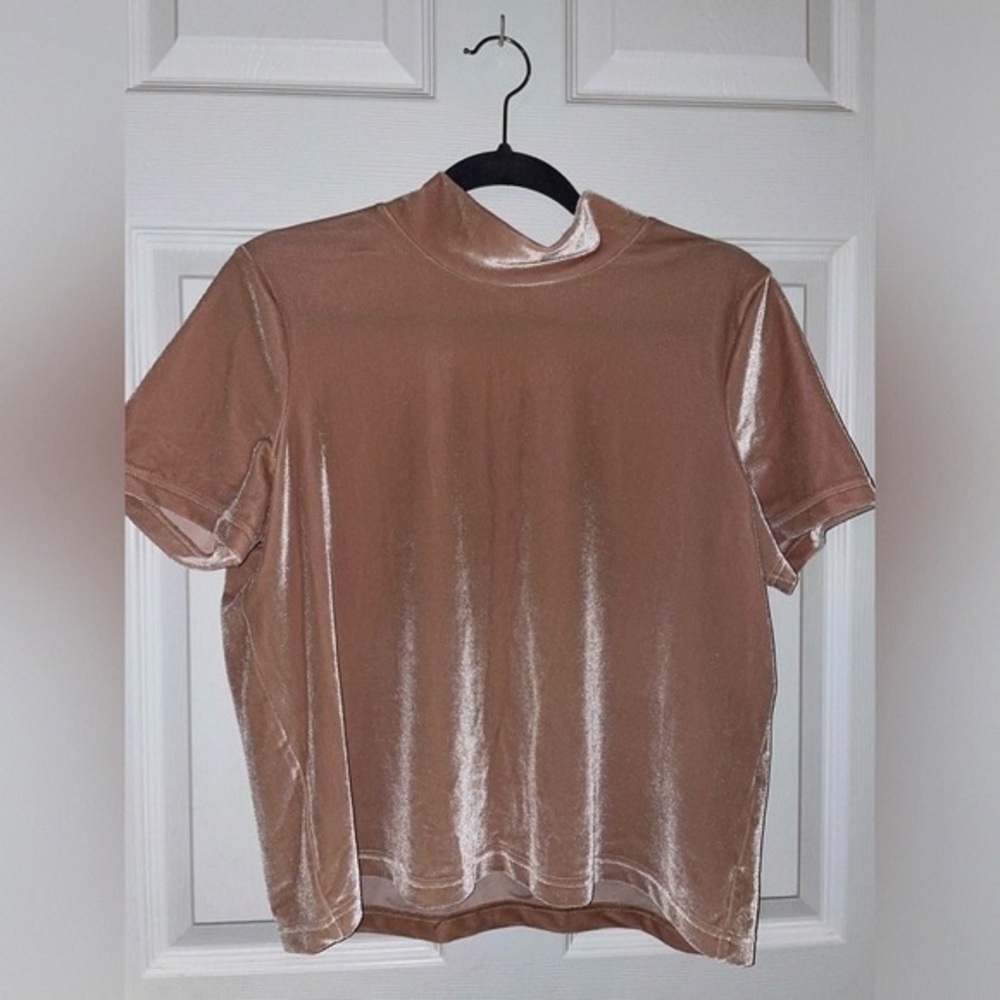 Soft Velvet Short-Sleeve Shirt - Blush Tan